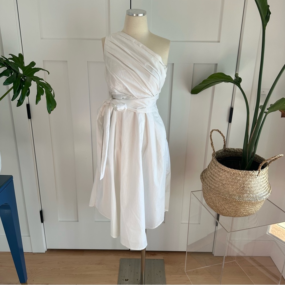 Banana Republic White One-Shoulder Tie-Waist Dress - Picture 2 of 9